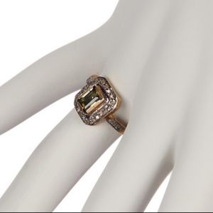 Gold Vermeil Diamond & Green Tourmaline Ring